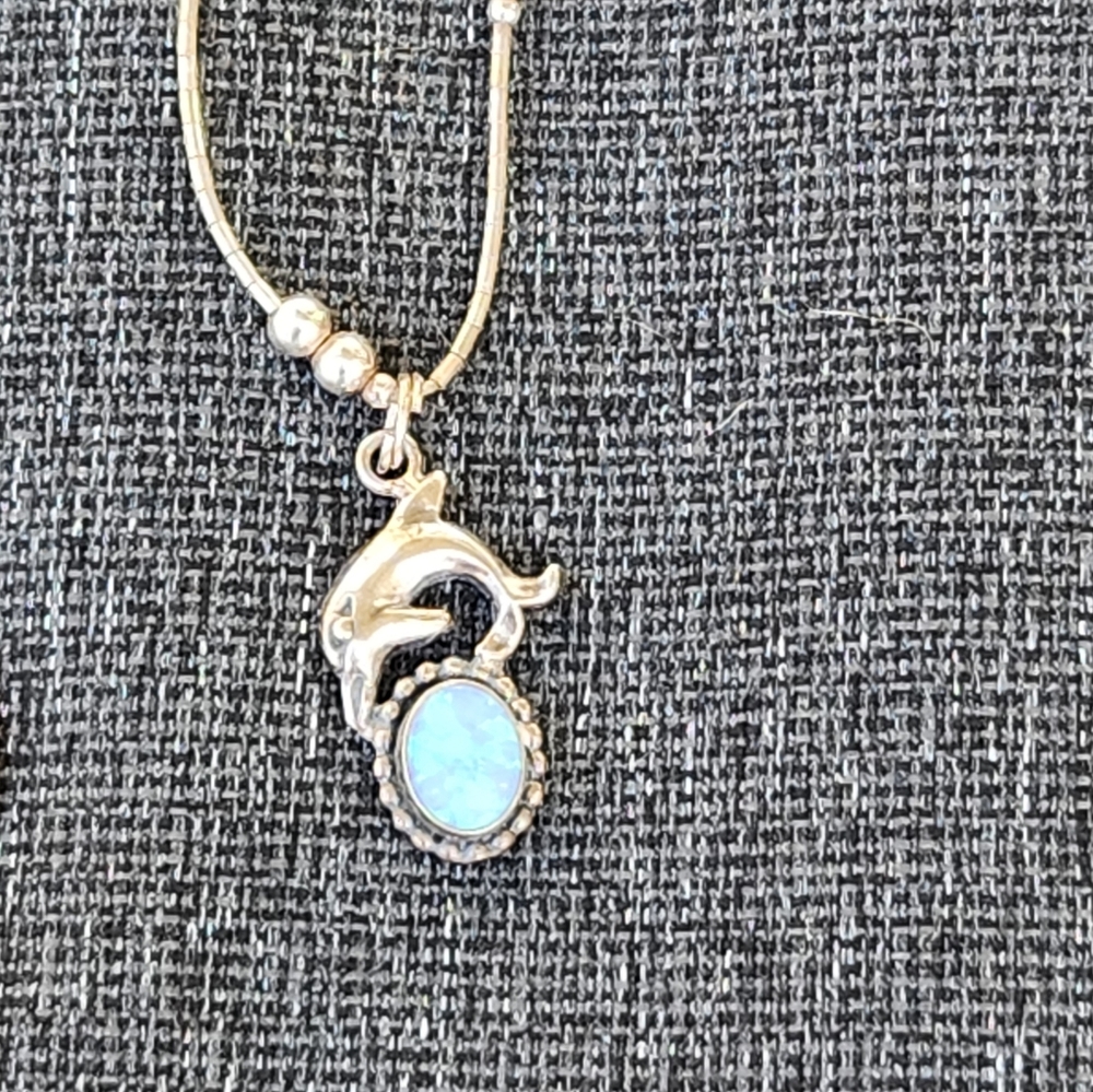 Dolphin Necklace with opal